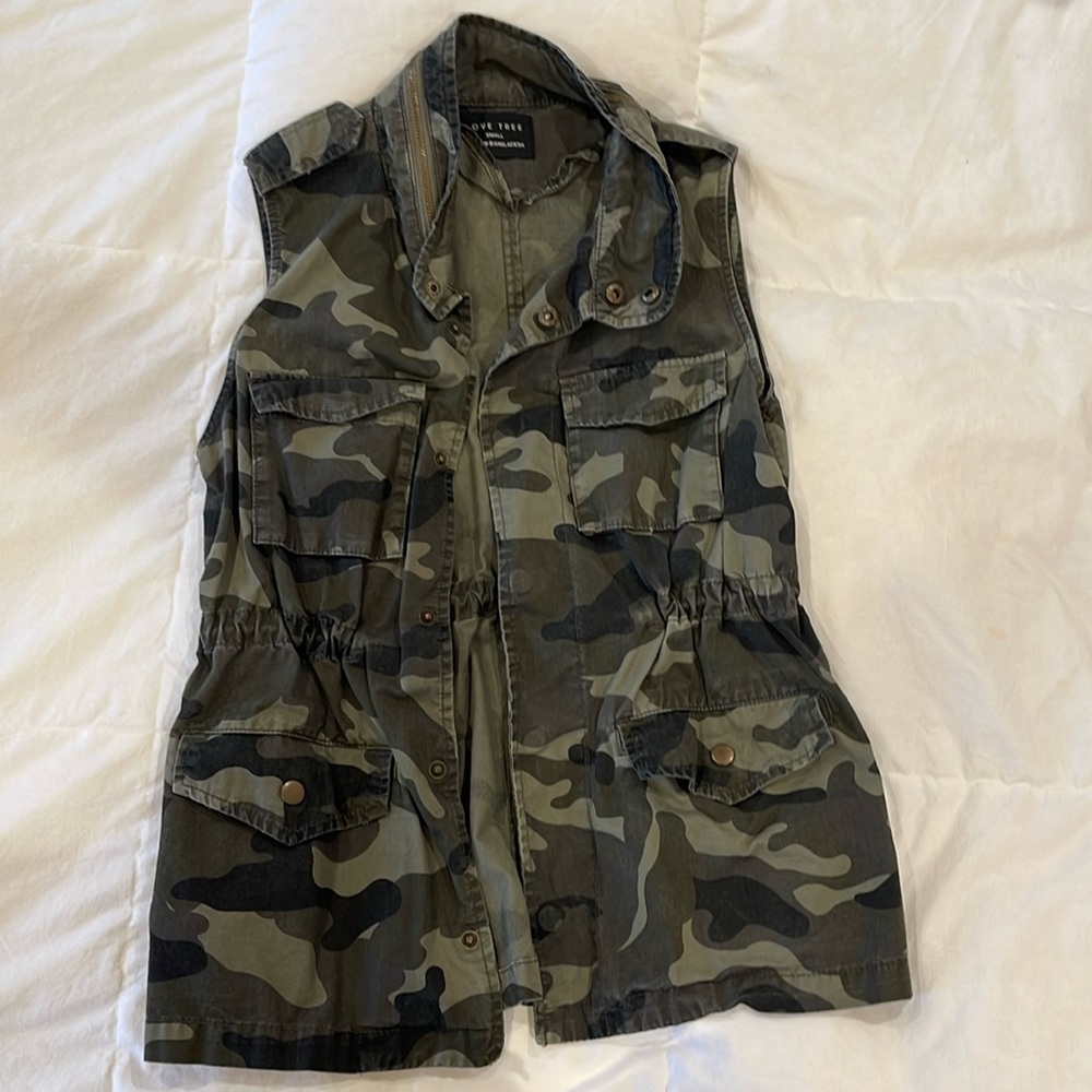 LOVE TREE CAMOUFLAGE MILITARY ANORAK ARMY VEST shirt jacket wrap